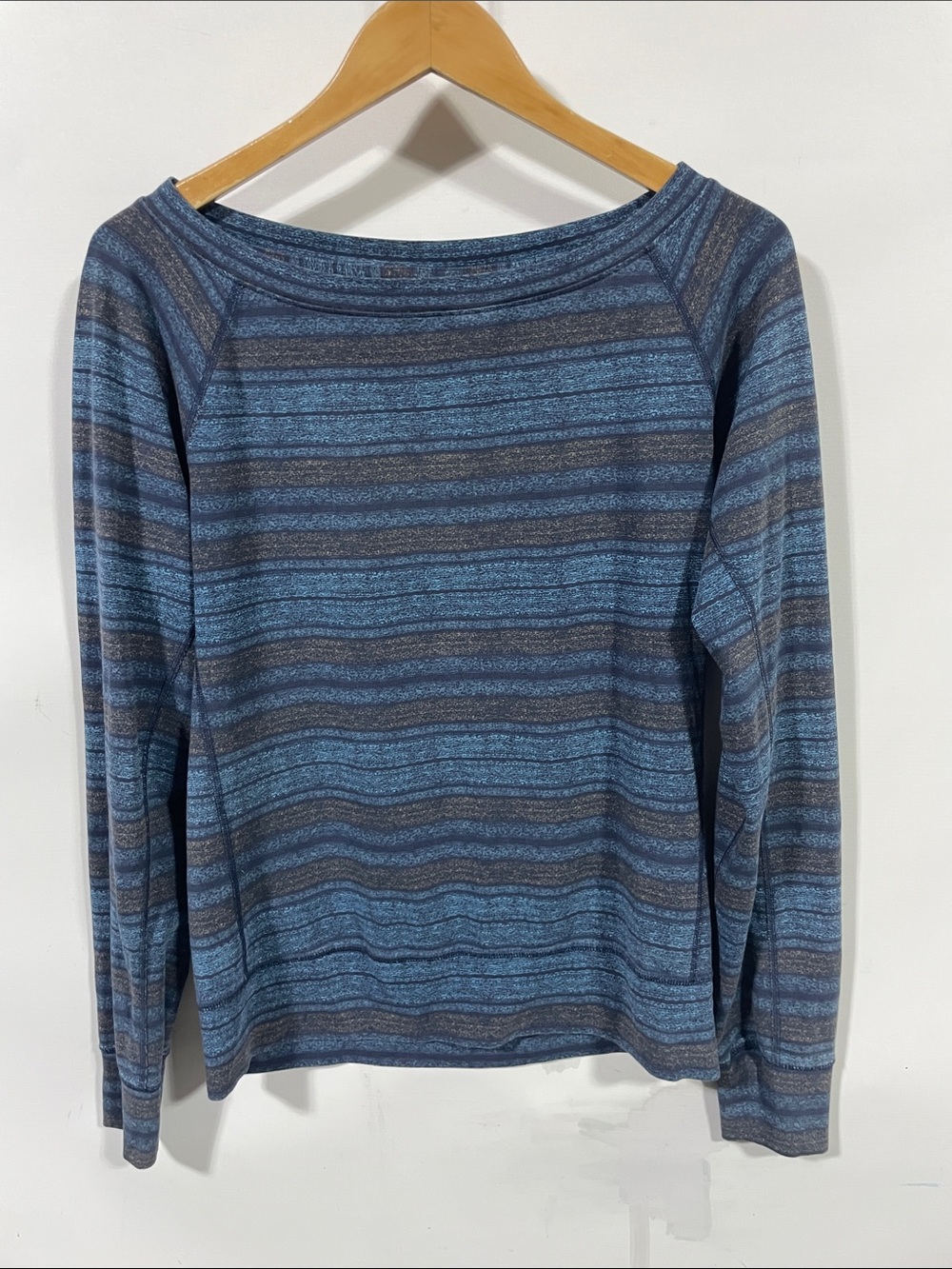 Nike Blue and Gray Striped Long-Sleeve Tee